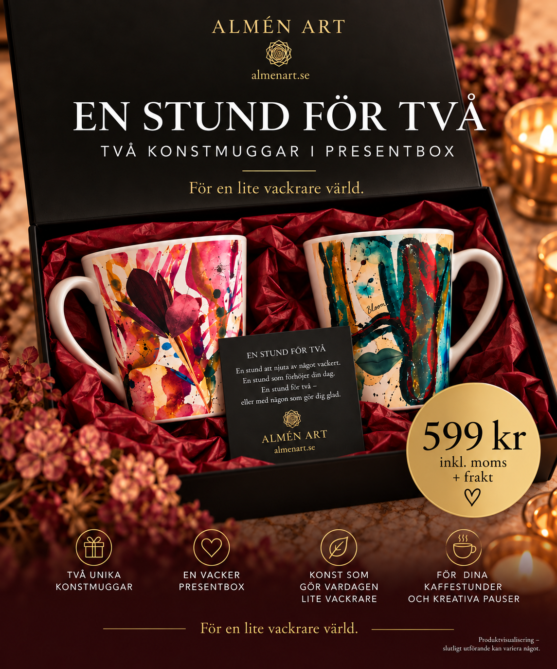 EN STUND FÖR TVÅ – Två konstmuggar i presentbox